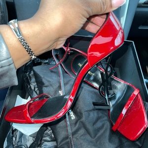 YSL red/black patent leather heel